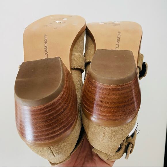 REBECCA MINKOFF Cream Beige Tan Cutout Buckle Stud Suede Ankle Boots Booties 6 - Picture 10 of 13